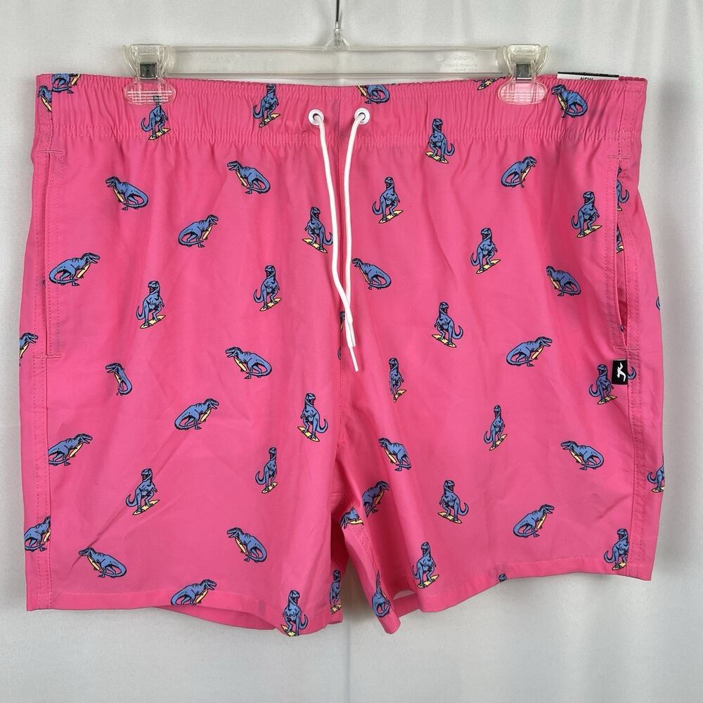 Hollister NWT Swim Shorts Mens Size XXL Pink Casual Trunks Lined Surf Dinosaurs